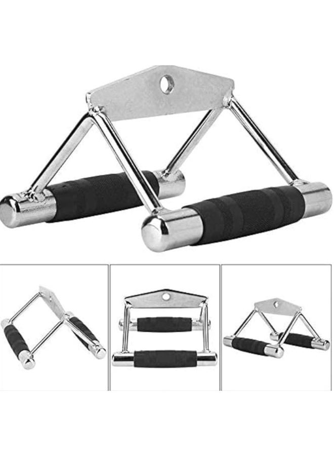 WALALLA Double Triangle V-Grip Lat Pulldown Bar - Multi-Gym Attachment for Triceps, Back & Rowing Exercises, Steel with Non-Slip Rubber Grips (Gray/Black, 18.5x17x12.5cm) - Image 5