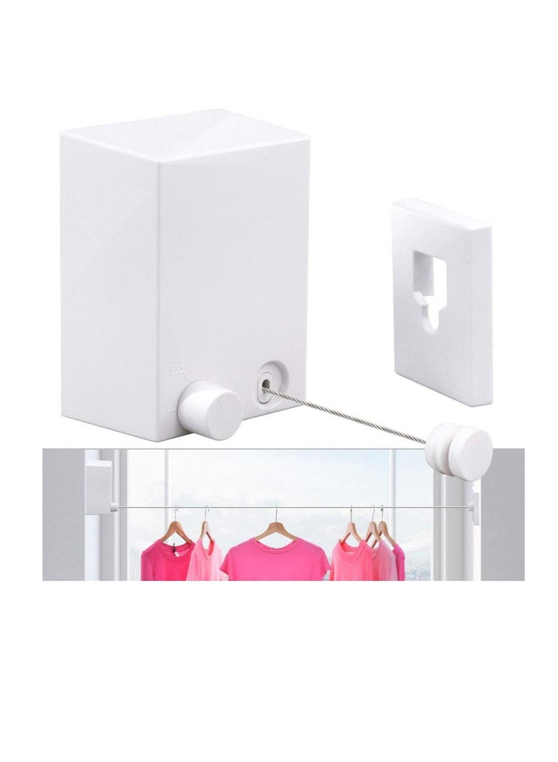 Retractable Clothesline |Indoor Outdoor Clothes Line | Heavy Duty Clothes Drying Laundry Line | Wall Mounted Drying Rack Clothing Line | Retracting Hanging | Lock to Prevent Sagging - Image 1