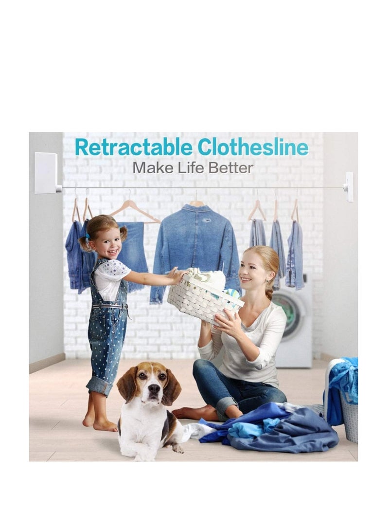 Retractable Clothesline |Indoor Outdoor Clothes Line | Heavy Duty Clothes Drying Laundry Line | Wall Mounted Drying Rack Clothing Line | Retracting Hanging | Lock to Prevent Sagging - Image 4