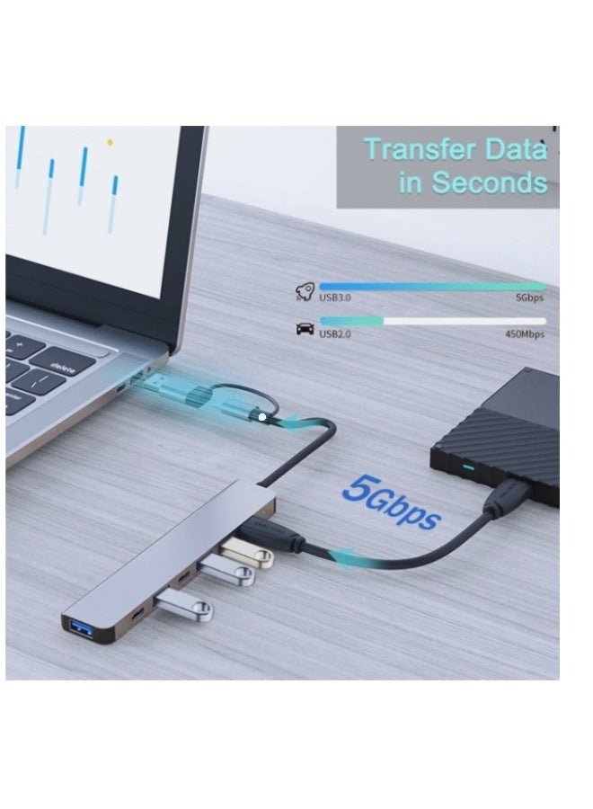 Haing محول متعدد الوظائف 7 في 1 USB و Type-C - Image 2