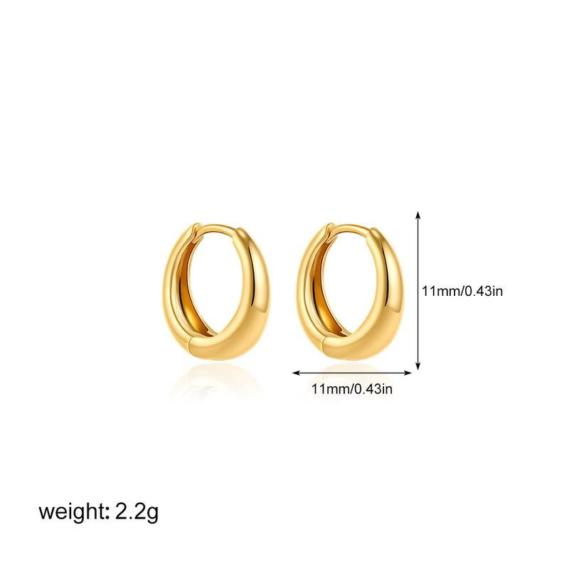 18K Gold Stainless Steel Hoop Earrings 11mm gold t186_3 