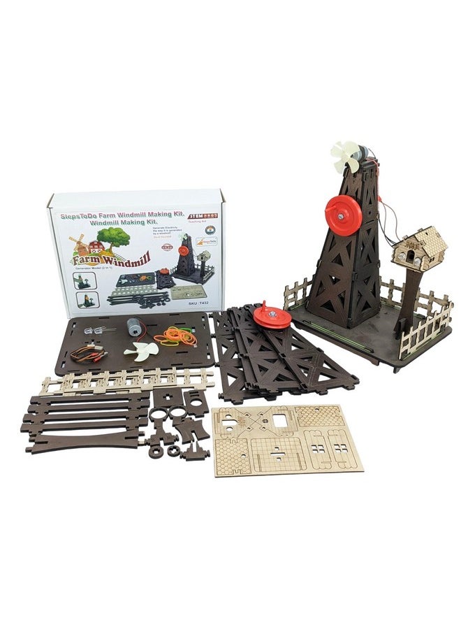 StepsToDo - StepsToDo Farm Windmill Making Kit. DIY Wind Turbine Science Kit. Experimental Kit to Study Wind Power. Windmill Generator Working Model. Windmill Making Kit. - Image 1