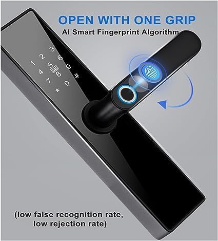 Olpad Smart Door Lock for Home Bluetooth Lock Fingerprint Magnetic Card Password Key Remote Unlock Temporary Password Home Color Black - Image 4
