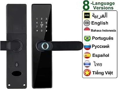 Olpad Smart Door Lock for Home Bluetooth Lock Fingerprint Magnetic Card Password Key Remote Unlock Temporary Password Home Color Black - Image 5