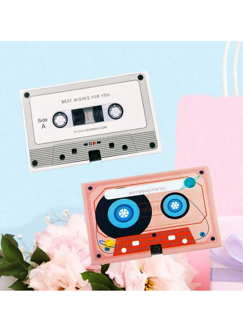 2PCS Tape Recording Greeting Card Wedding Invitations Cassette Tapes Casettes Tape Voice Recordable Talking Audio Greeting Birthday Greeting Blessing Greeting Cards Cards - Image 5