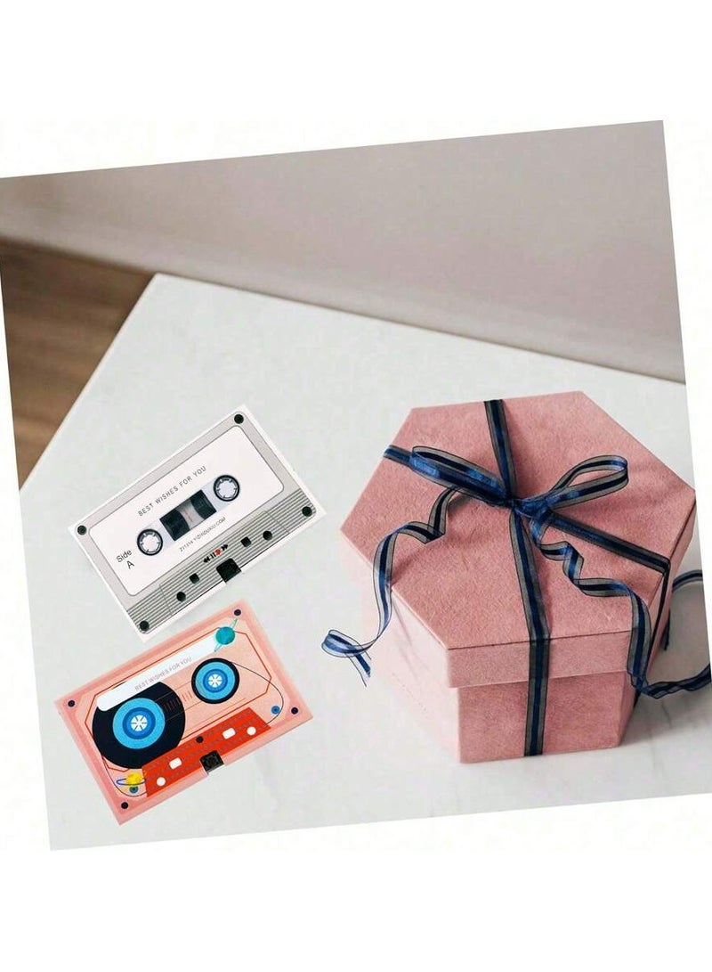 2PCS Tape Recording Greeting Card Wedding Invitations Cassette Tapes Casettes Tape Voice Recordable Talking Audio Greeting Birthday Greeting Blessing Greeting Cards Cards - Image 3