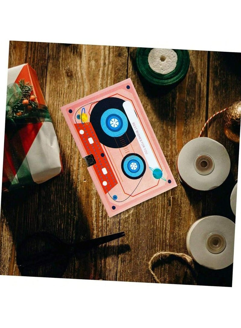 2PCS Tape Recording Greeting Card Wedding Invitations Cassette Tapes Casettes Tape Voice Recordable Talking Audio Greeting Birthday Greeting Blessing Greeting Cards Cards - Image 4