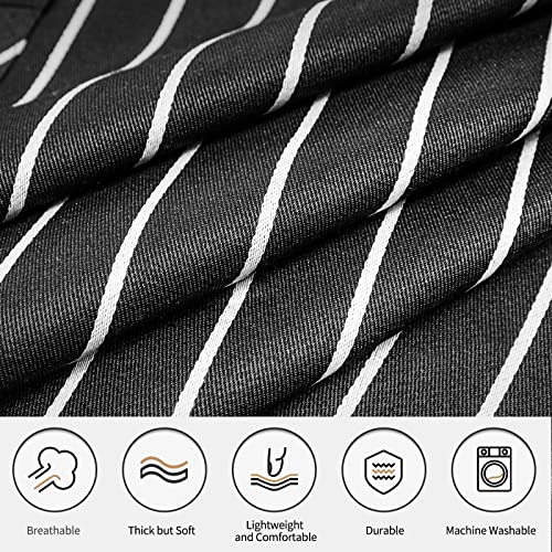 NLUS 2 Pack Cooking Aprons for Women with Pockets Adjustable Kitchen Bib Aprons for Women Men Chef, Black/White Stripe (Black/White Stripes) - Image 2