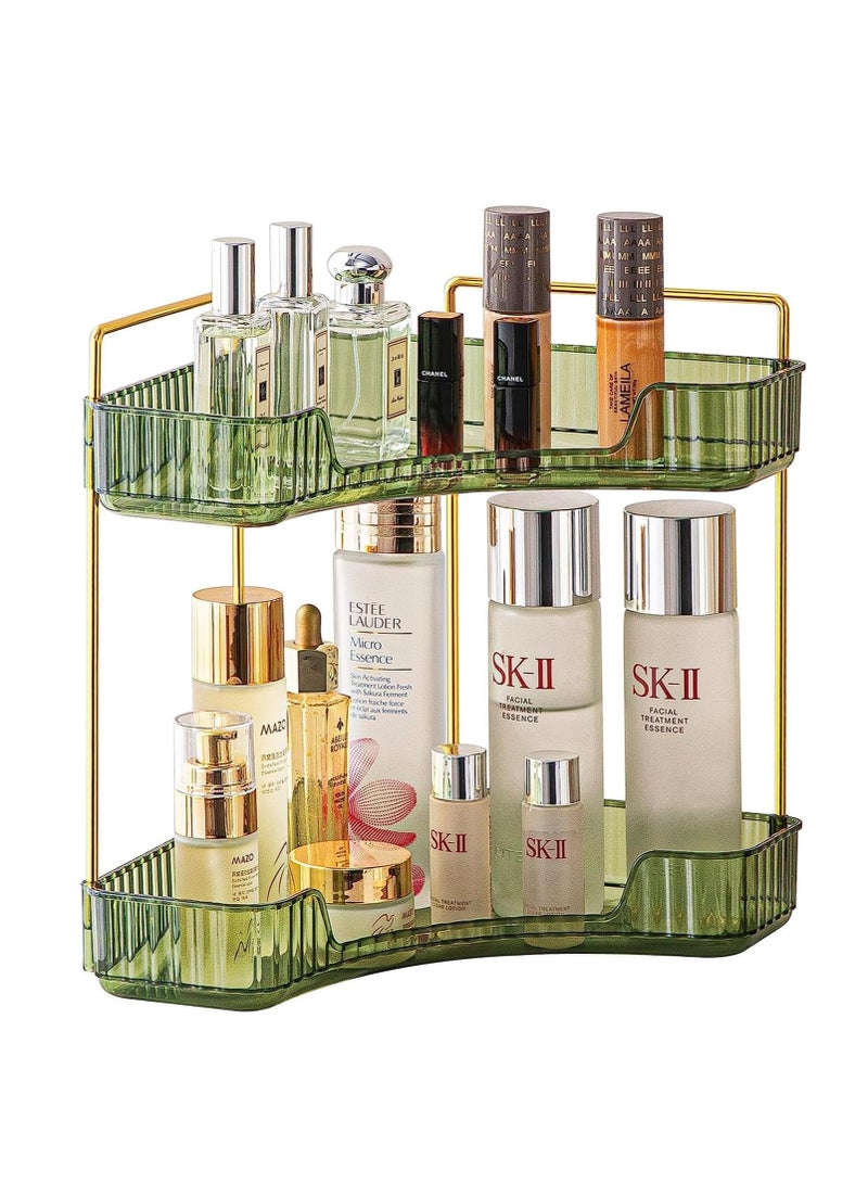 Sharpdo 90° Corner Bathroom Counter Organizer,Vanity Trays for Skincare Makeup Storage Shelf，Perfume and Cosmetic Dresser Organizer,Countertop,Kitchen Spice Rack (2 Tiers) - Image 1