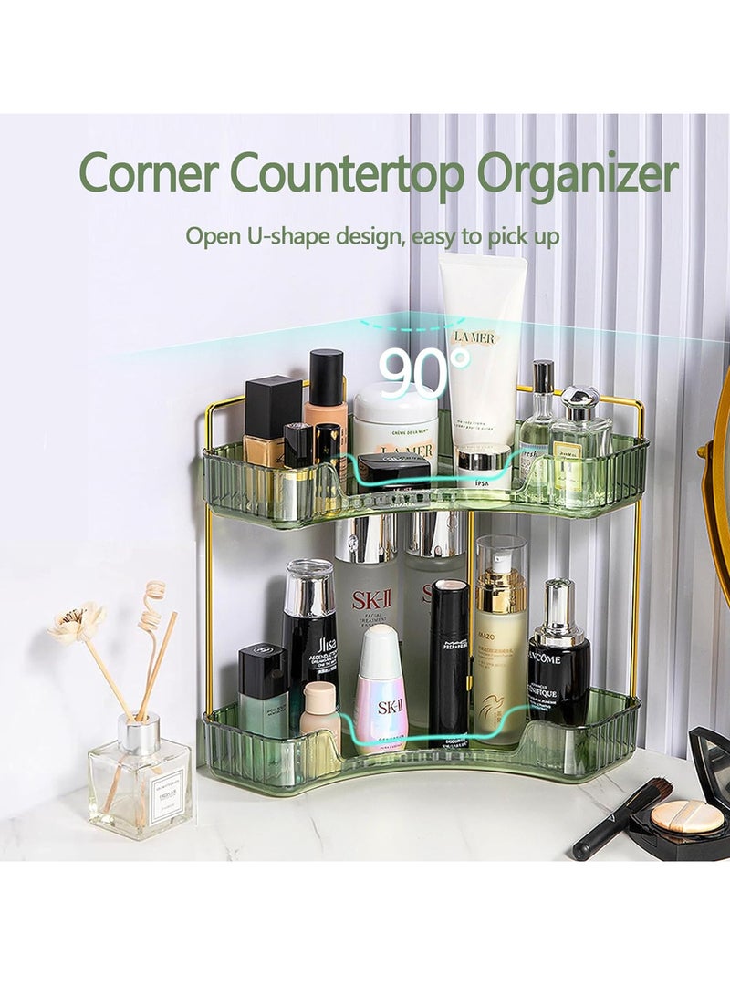 Sharpdo 90° Corner Bathroom Counter Organizer,Vanity Trays for Skincare Makeup Storage Shelf，Perfume and Cosmetic Dresser Organizer,Countertop,Kitchen Spice Rack (2 Tiers) - Image 2