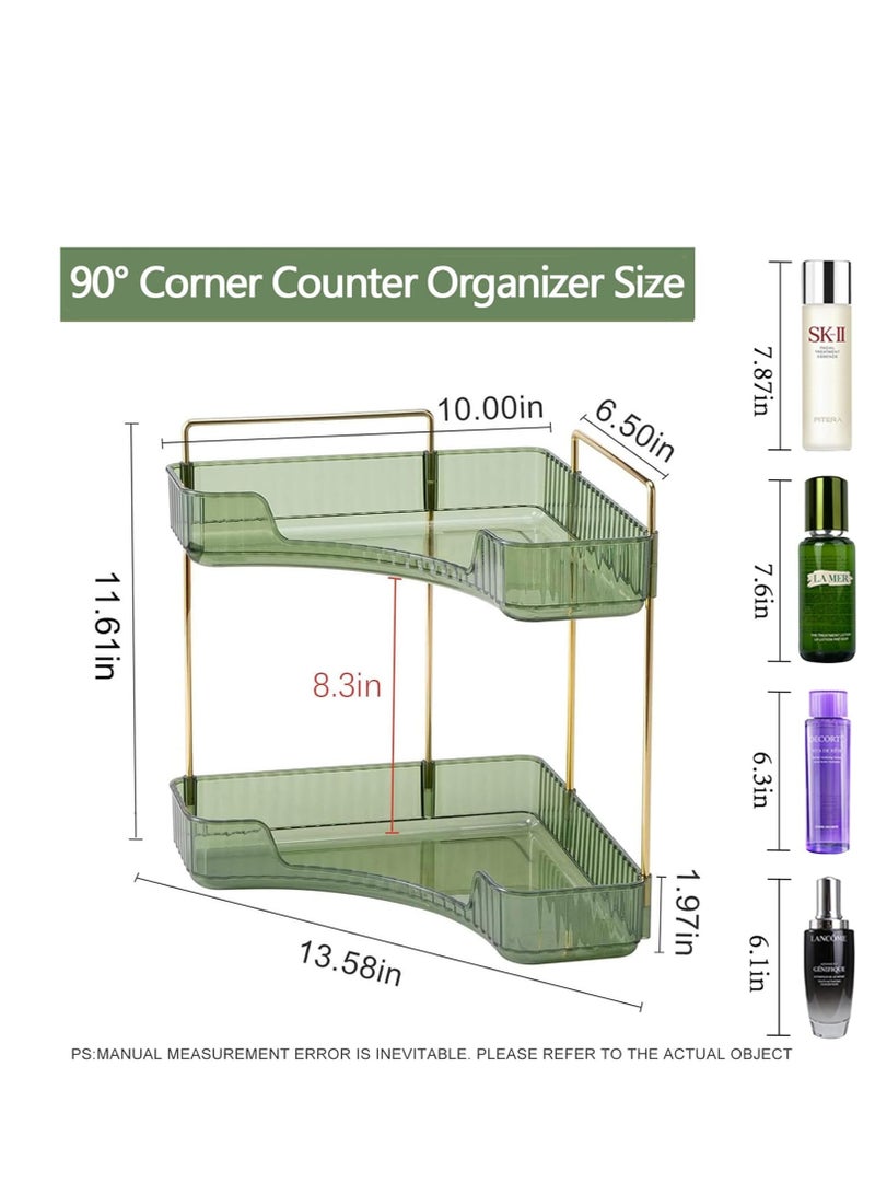 Sharpdo 90° Corner Bathroom Counter Organizer,Vanity Trays for Skincare Makeup Storage Shelf，Perfume and Cosmetic Dresser Organizer,Countertop,Kitchen Spice Rack (2 Tiers) - Image 5