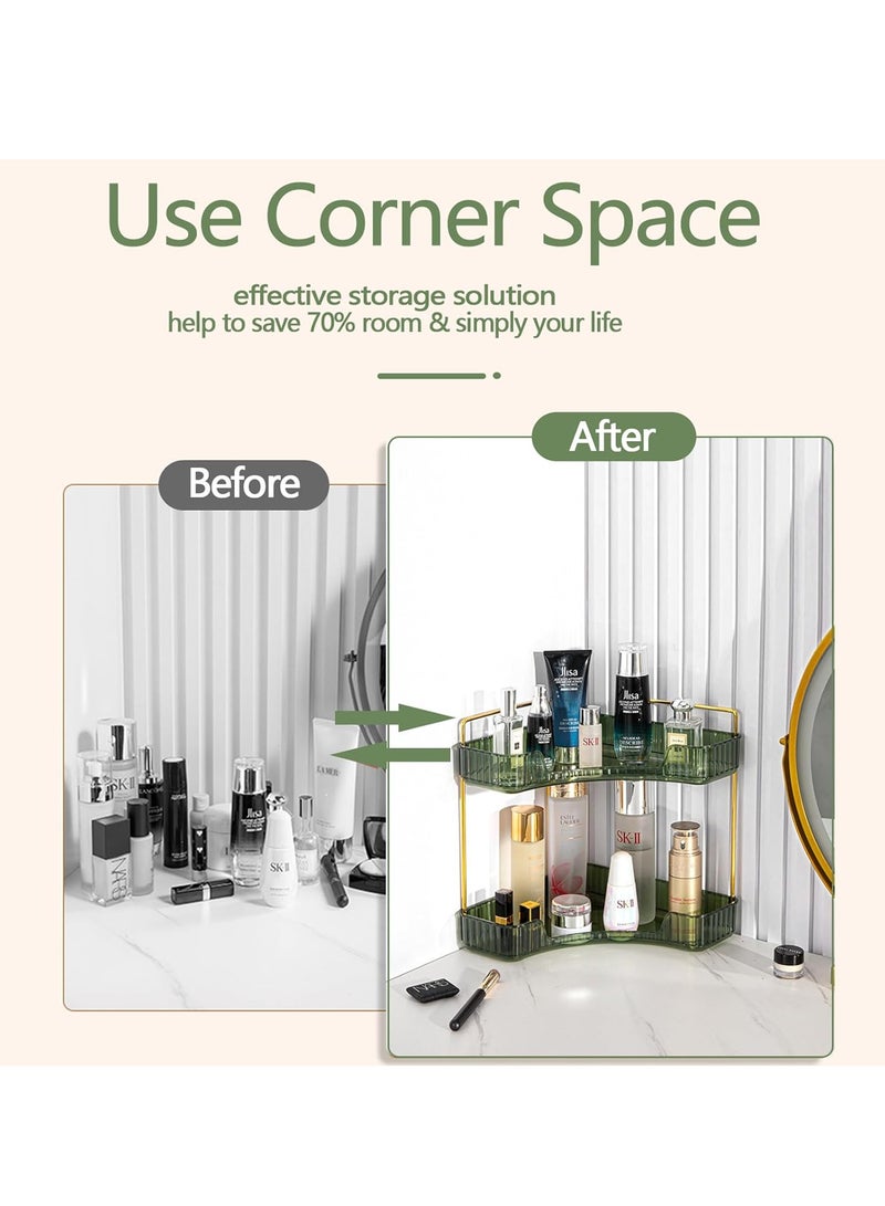 Sharpdo 90° Corner Bathroom Counter Organizer,Vanity Trays for Skincare Makeup Storage Shelf，Perfume and Cosmetic Dresser Organizer,Countertop,Kitchen Spice Rack (2 Tiers) - Image 4