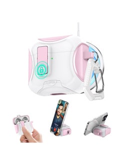 Bracket Magnetic Airpods 4 Generation Earphone Case Suitable For Apple Earphone Protective Case AirpodsPro2 Protective Case-Colour:White+pink-Applicable Model:Airpods 4（2024）