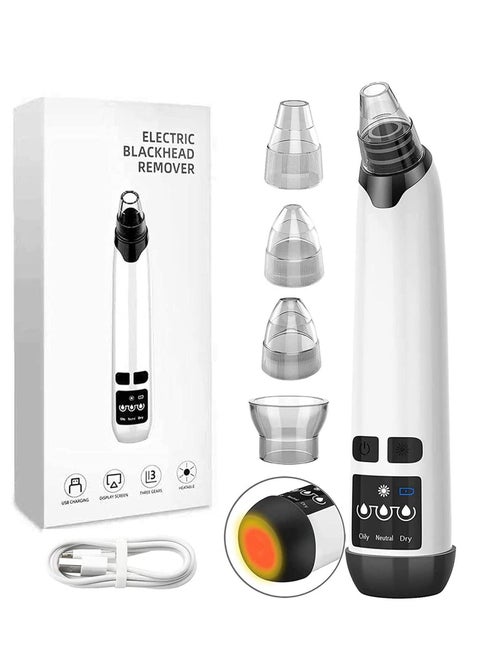 Electric Black Head Pimple Vacume Removal Tool with Hot Compress USB Rechargeable Acne Comedone Whitehead Extractor