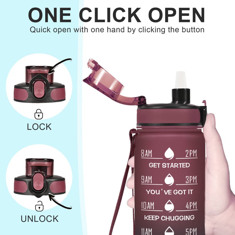 Enerbone Water Bottle, Leakproof BPA & Toxic Free, Motivational Water Bottle with Times to Drink and Straw, Fitness Sports Water Bottle with Strap for Office, Gym, Outdoor Sports - Image 4