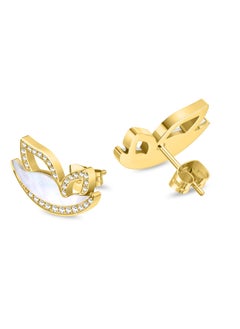 POLICE Birdy EarringsMother-of-Pearl Butterfly with Sparkling Crystals, Gold-Plated Studs, Luxe and Fearless Expression  - Image 3