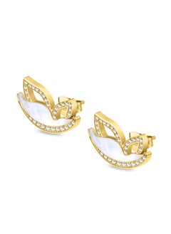 POLICE Birdy EarringsMother-of-Pearl Butterfly with Sparkling Crystals, Gold-Plated Studs, Luxe and Fearless Expression  - Image 2