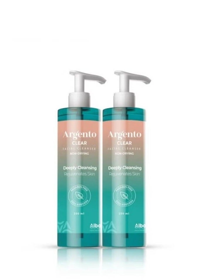 ارجنتو كلير غسول الوجه "أرجينتو كلير" (Argento Clear) – تنظيف عميق، وتحكم في الإفرازات الدهنية، وترطيب لجميع أنواع البشرة (عبوة مزدوجة) – 200 مل - Image 1