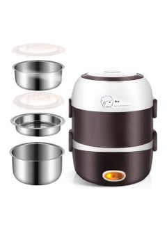 2-Layer Electric Warmer Lunch Box – Portable Food Heater and Rice Cooker with Steamer and Egg Boiler (2 Liters)