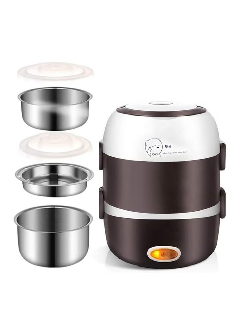 Generic - 2-Layer Electric Warmer Lunch Box – Portable Food Heater and Rice Cooker with Steamer and Egg Boiler (2 Liters) - Image 1