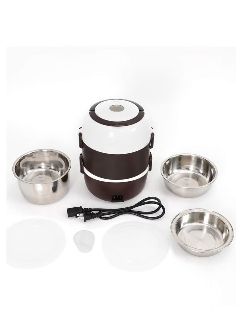Generic - 2-Layer Electric Warmer Lunch Box – Portable Food Heater and Rice Cooker with Steamer and Egg Boiler (2 Liters) - Image 1