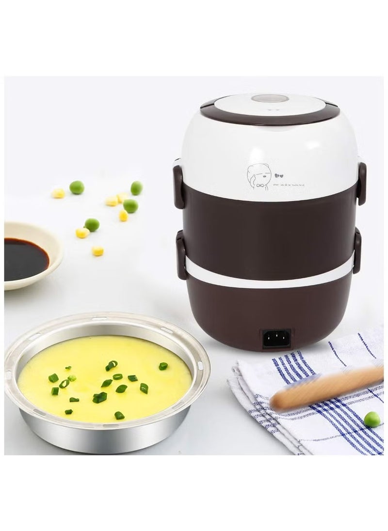Generic - 2-Layer Electric Warmer Lunch Box – Portable Food Heater and Rice Cooker with Steamer and Egg Boiler (2 Liters) - Image 1