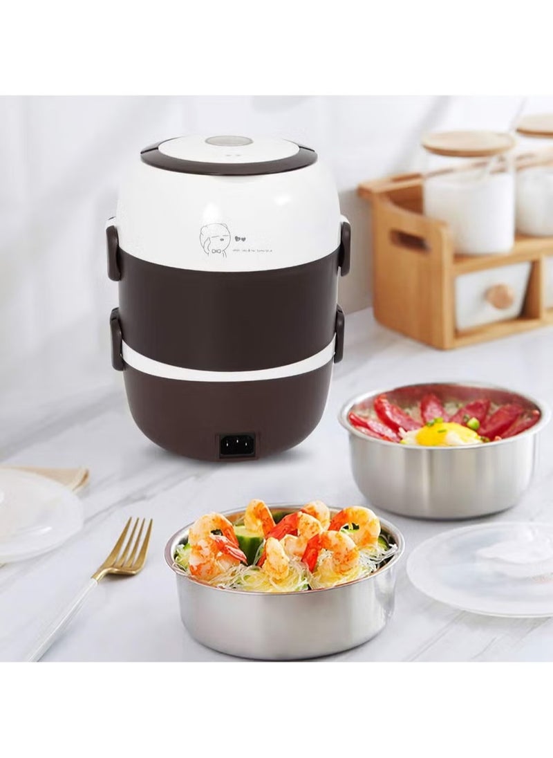 Generic - 2-Layer Electric Warmer Lunch Box – Portable Food Heater and Rice Cooker with Steamer and Egg Boiler (2 Liters) - Image 1