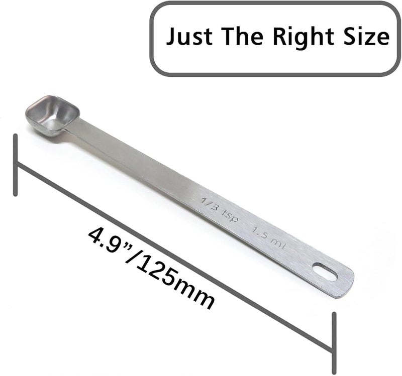 BERYLER 1PCS 1/3 Teaspoon(1/3tsp, 1/10tbsp, 1.5ml) Single Tiny Square Bowl Measuring Spoon, Small Individual Stainless Steel Measure Spoons Only - Image 2