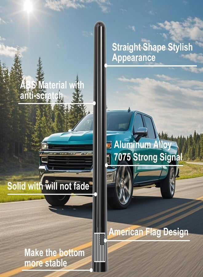 Engirette American Flag Car Truck Short Antenna 7“ with Tire Valve Caps for GMC Sierra Dodge Ram Chevy Silverado 1500 2500 3500 Avalanche Ford F150 F250 F350 Super Duty Raptor Bronco, Car Accessories (Black) - Image 2
