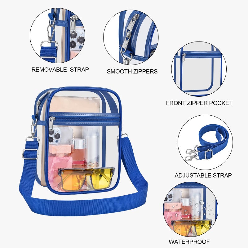 USPECLARE Clear Purse Stadium Transparent Messenger Bag Stadium Approved for Men and Women Clear CrossBody Bag - Image 3