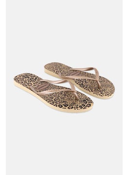 Women Style 2 Slim Animal Print Slippers, Sand