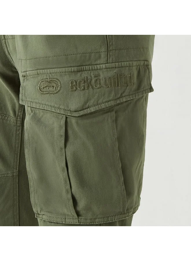 Ecko Unltd. Ecko Unltd Solid Relaxed Fit Cargo Pants with Pockets
