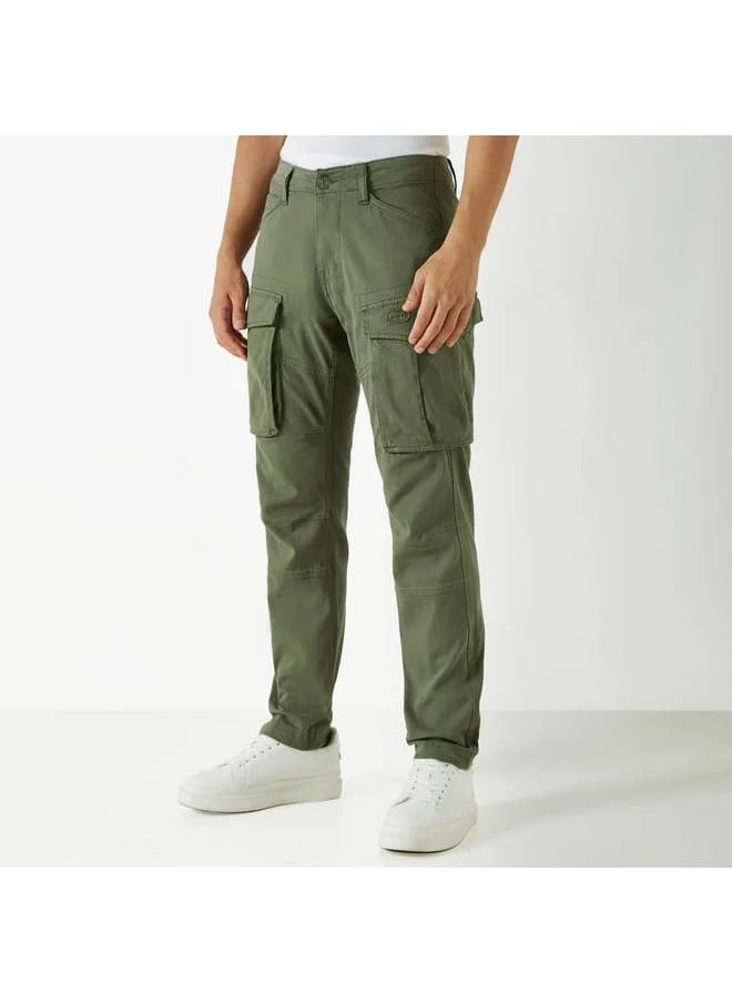 Ecko Unltd. Ecko Unltd Solid Relaxed Fit Cargo Pants with Pockets