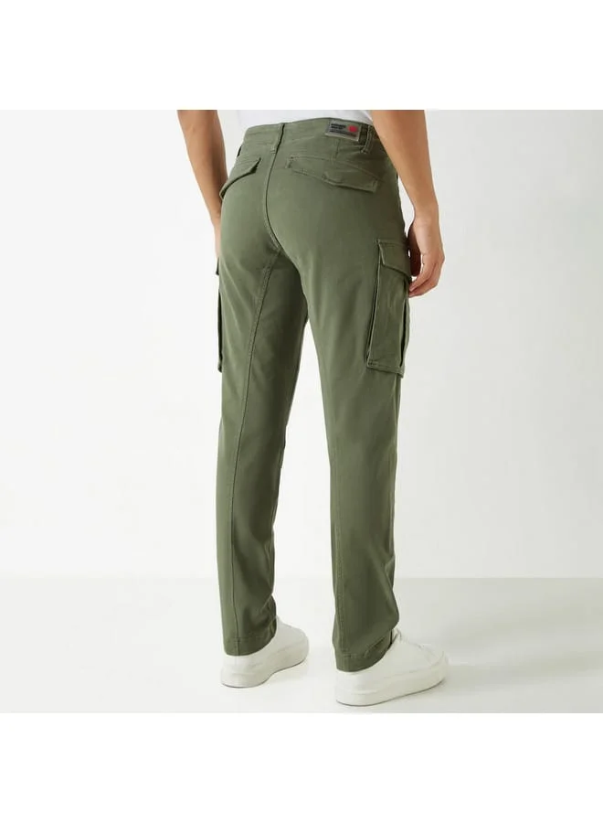 Ecko Unltd. Ecko Unltd Solid Relaxed Fit Cargo Pants with Pockets