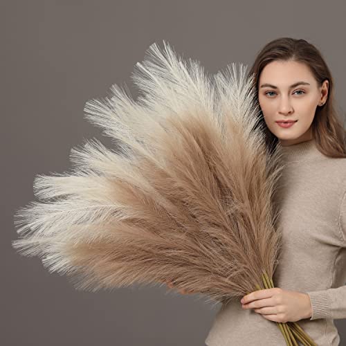 PERFNIQUE Faux Pampas Grass, 9PCS Pompas, Large Pompas Grass, 38'' Tall Pampas Grass for Floor Vase, Pampas Grass Decor Tall for Vase Fillers, Boho Rustic Farmhouse Home Decor(Natural Beige) - Image 1