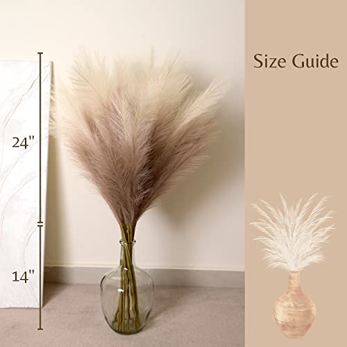 PERFNIQUE Faux Pampas Grass, 9PCS Pompas, Large Pompas Grass, 38'' Tall Pampas Grass for Floor Vase, Pampas Grass Decor Tall for Vase Fillers, Boho Rustic Farmhouse Home Decor(Natural Beige) - Image 2