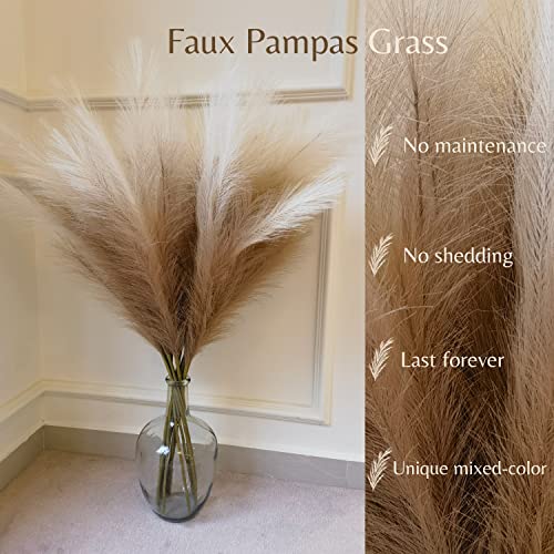 PERFNIQUE Faux Pampas Grass, 9PCS Pompas, Large Pompas Grass, 38'' Tall Pampas Grass for Floor Vase, Pampas Grass Decor Tall for Vase Fillers, Boho Rustic Farmhouse Home Decor(Natural Beige) - Image 4
