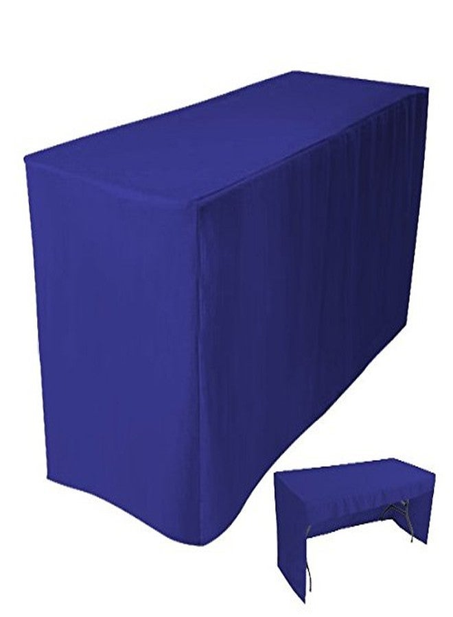 4LESS 8' Fitted Tablecloth Table Cover Trade Show Event Open Back Side - 3 Sided Royal Blue