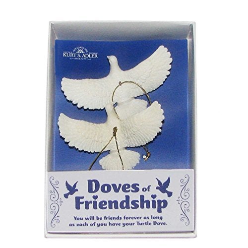 Kurt Adler Turtle Dove Ornaments (Gift Boxed) - Set of 2 / Durable Resin Doves/One for You & a Friend/As Seen in Home Alone - Image 1