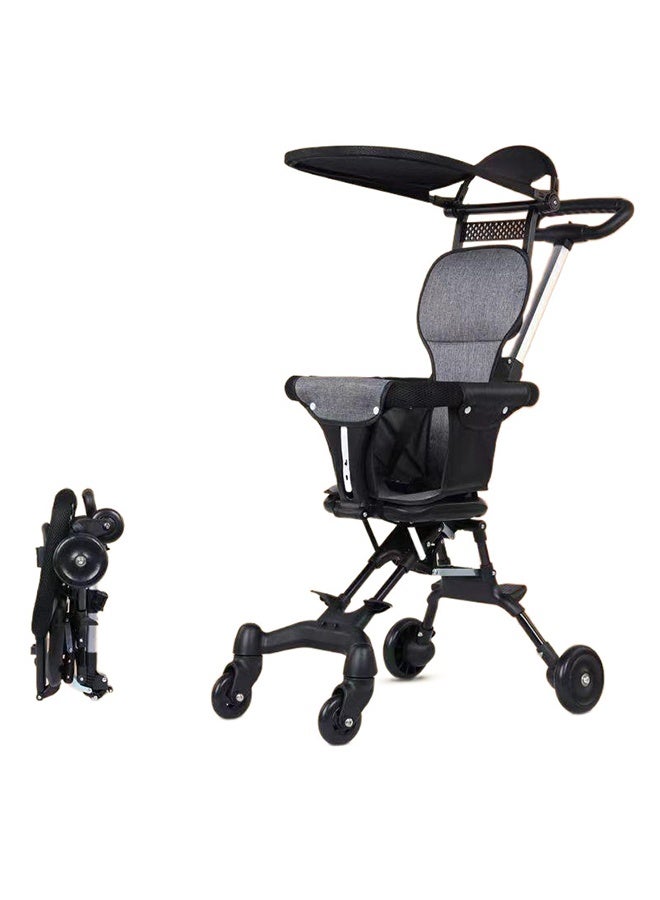 عربة سفر قابلة للطي للأطفال، عربة أطفال، عربة رضع، بمقود قابل للتعديل، وسياج كامل ومقعد قدمين مزدوج، ومقعد خلفي قابل للانبطاح وسقف ظل، 4 عجلات عالمية، تصميم ثنائي الاتجاه لراحة الاستخدام، سهل التنقل، متوافق مع الطائرات وتخزين مضغوط (مناسب للأطفال حتى عمر 3 سنوات). - Image 1