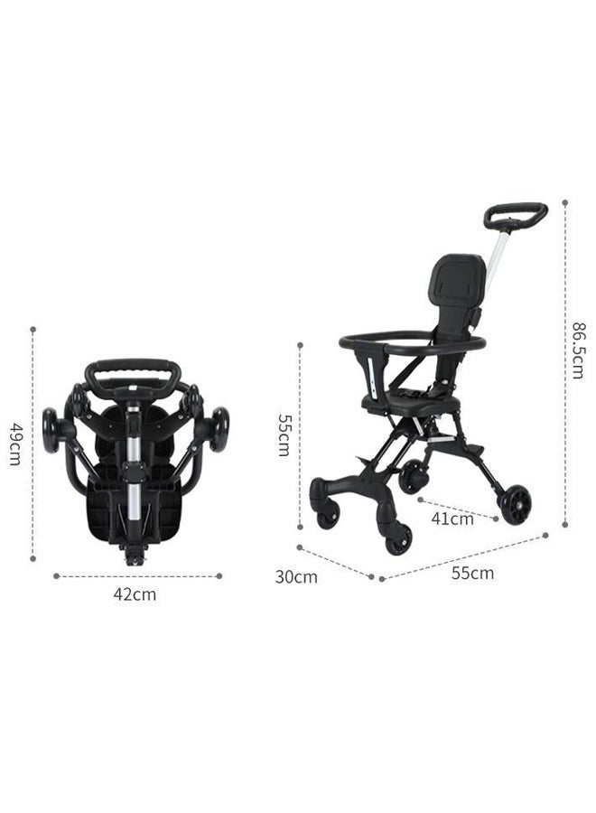 عربة سفر قابلة للطي للأطفال، عربة أطفال، عربة رضع، بمقود قابل للتعديل، وسياج كامل ومقعد قدمين مزدوج، ومقعد خلفي قابل للانبطاح وسقف ظل، 4 عجلات عالمية، تصميم ثنائي الاتجاه لراحة الاستخدام، سهل التنقل، متوافق مع الطائرات وتخزين مضغوط (مناسب للأطفال حتى عمر 3 سنوات). - Image 2