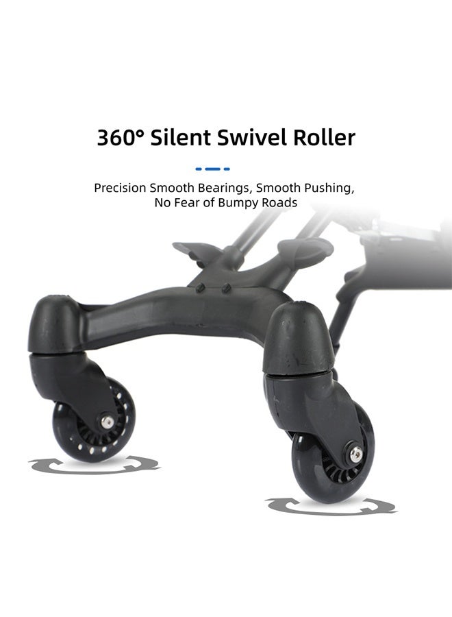 عربة سفر قابلة للطي للأطفال، عربة أطفال، عربة رضع، بمقود قابل للتعديل، وسياج كامل ومقعد قدمين مزدوج، ومقعد خلفي قابل للانبطاح وسقف ظل، 4 عجلات عالمية، تصميم ثنائي الاتجاه لراحة الاستخدام، سهل التنقل، متوافق مع الطائرات وتخزين مضغوط (مناسب للأطفال حتى عمر 3 سنوات). - Image 4