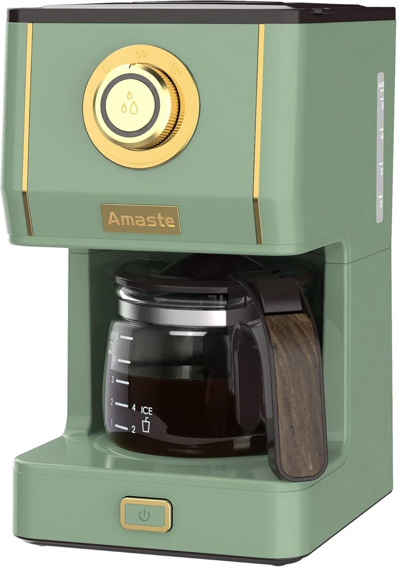 Amaste Drip Coffee Maker, Coffee Machine with 25 Oz Glass Coffee Pot, Retro Style Coffee Maker with Reusable Filter & Three Brewing Modes, 30minute-Warm-Keeping, Matcha Green - Image 1