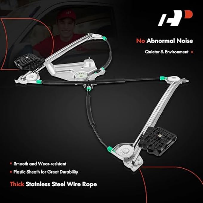 A-Premium Electric Power Window Regulator Without Motor Compatible With Ford Mustang 20102014 CoupeConvertible Front Right Passenger Side - Image 5