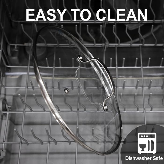 Nuwave 12â€ Vented Tempered Glass Lid, Oven Safe up to 350F, Dishwasher Safe, Shatter-Resistant, Easy to Clean, Stainless-Steel Handle and Rim, Compatible w/Most 12" Cookware - Image 2