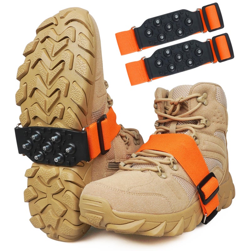 JOGFFDE Mid-Sole Ice Cleats Crampons Snow Traction Cleats for Shoes and Boots Non-Slip Crampons with Adjustable Straps 7 Tungsten Studs for Secure Grip for Walking Jogging Hiking (Small/Medium, 1 Pair) - Image 1