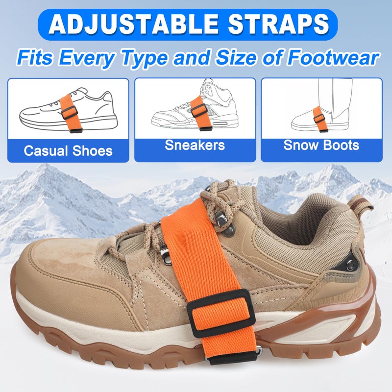 JOGFFDE Mid-Sole Ice Cleats Crampons Snow Traction Cleats for Shoes and Boots Non-Slip Crampons with Adjustable Straps 7 Tungsten Studs for Secure Grip for Walking Jogging Hiking (Small/Medium, 1 Pair) - Image 4