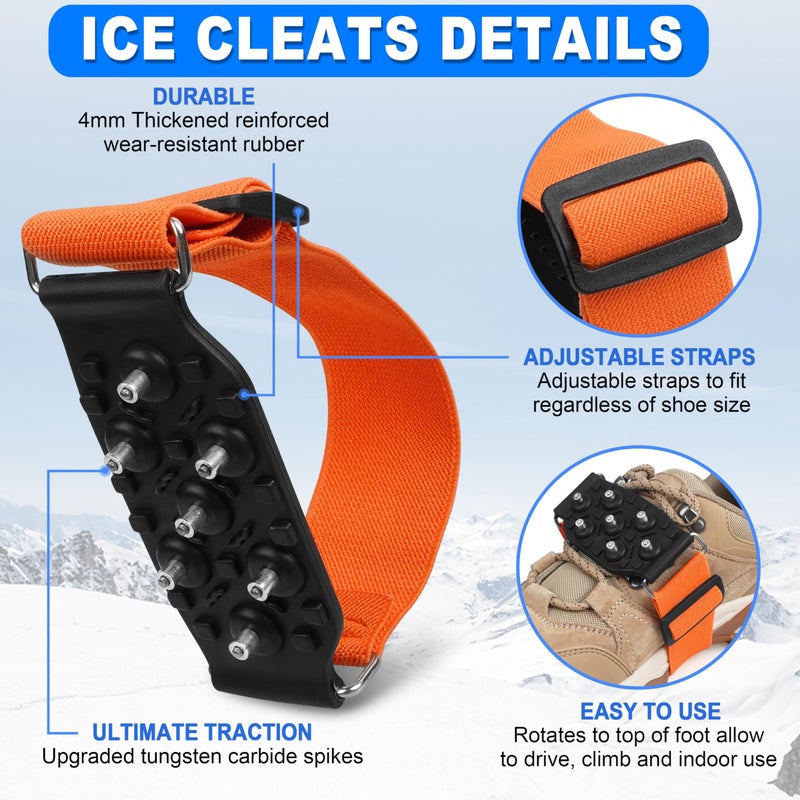 JOGFFDE Mid-Sole Ice Cleats Crampons Snow Traction Cleats for Shoes and Boots Non-Slip Crampons with Adjustable Straps 7 Tungsten Studs for Secure Grip for Walking Jogging Hiking (Small/Medium, 1 Pair) - Image 2