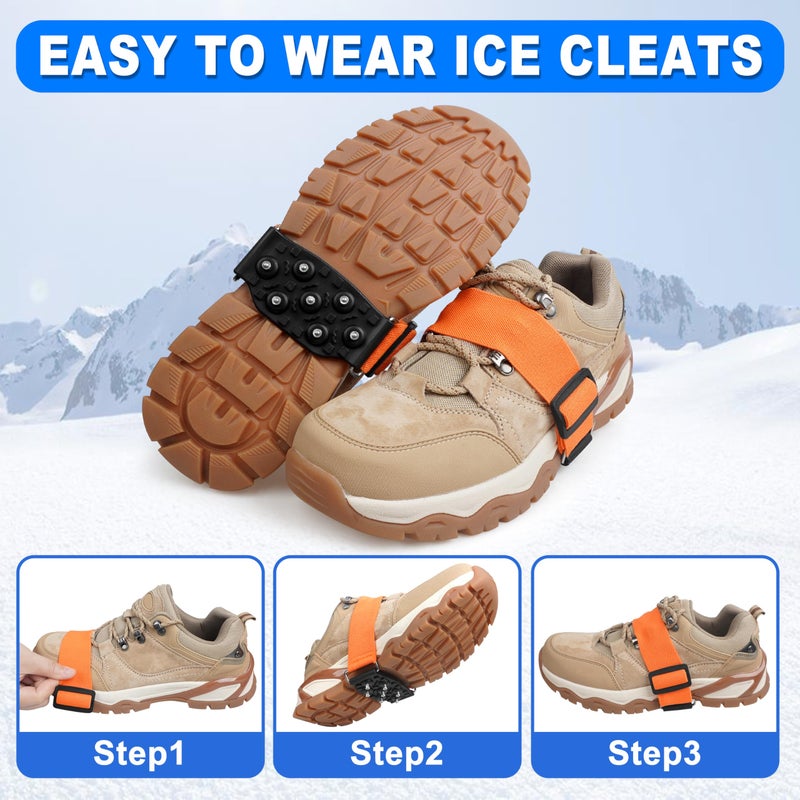 JOGFFDE Mid-Sole Ice Cleats Crampons Snow Traction Cleats for Shoes and Boots Non-Slip Crampons with Adjustable Straps 7 Tungsten Studs for Secure Grip for Walking Jogging Hiking (Small/Medium, 1 Pair) - Image 5