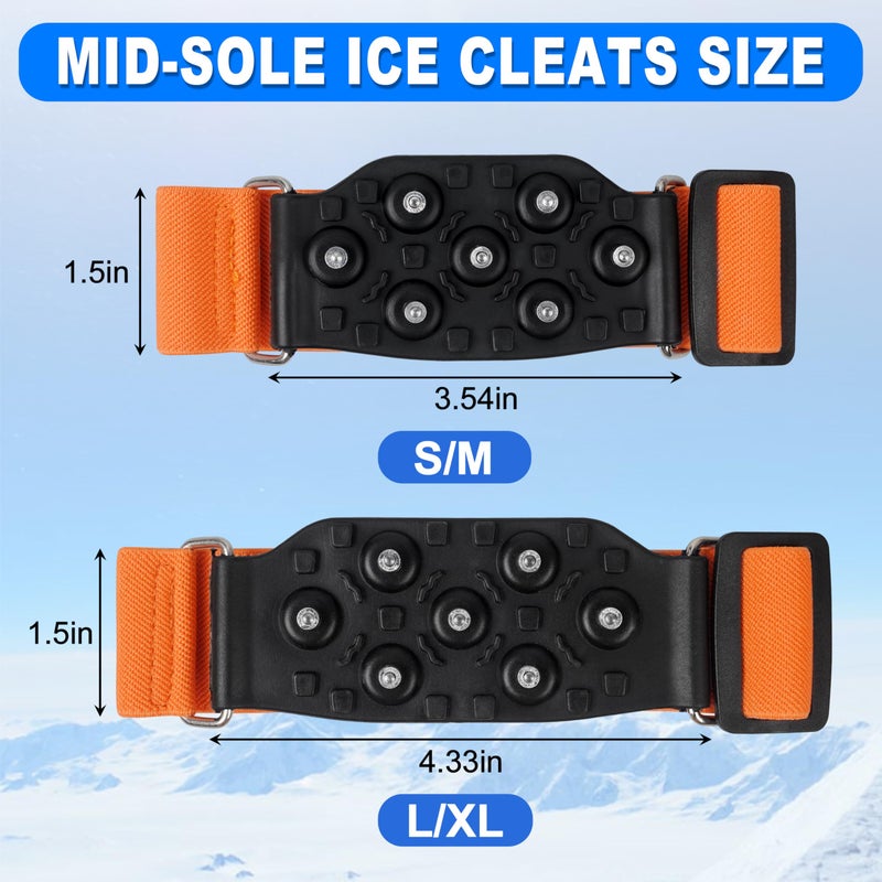 JOGFFDE Mid-Sole Ice Cleats Crampons Snow Traction Cleats for Shoes and Boots Non-Slip Crampons with Adjustable Straps 7 Tungsten Studs for Secure Grip for Walking Jogging Hiking (Small/Medium, 1 Pair) - Image 3